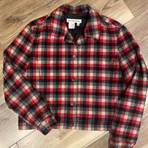 David Brooks plaid cropped jacket